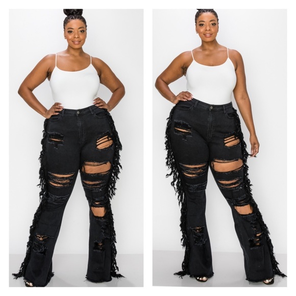 ➕ Side Fringe Flare Jeans - Picture 3 of 8